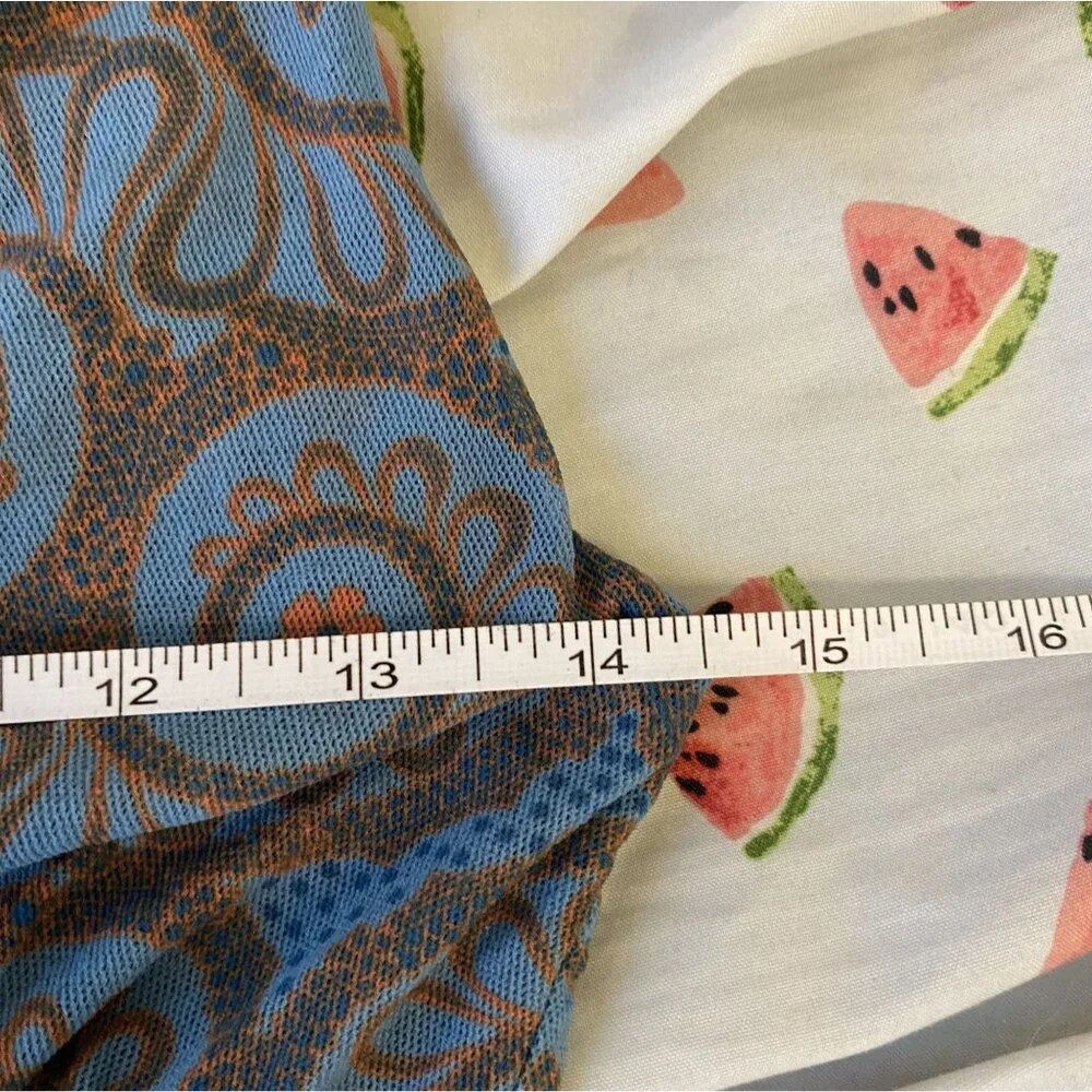 ⭐ 3/$15 Vintage Y2K Sweet Pea Small Blue Orange Floral Mesh Tank Mini Dress - Picture 8 of 10